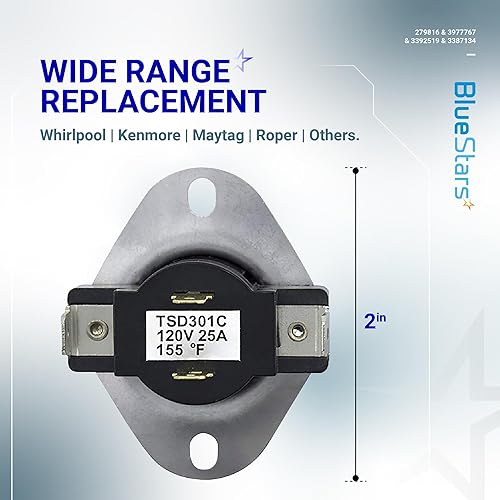 Miniatura 2 de BlueStars Kit de reparación de secadora 279816 3977767 3392519 3387134 compatible con secadores Whirlpool - Reemplaza 3399693 WP3977767VP PS345113