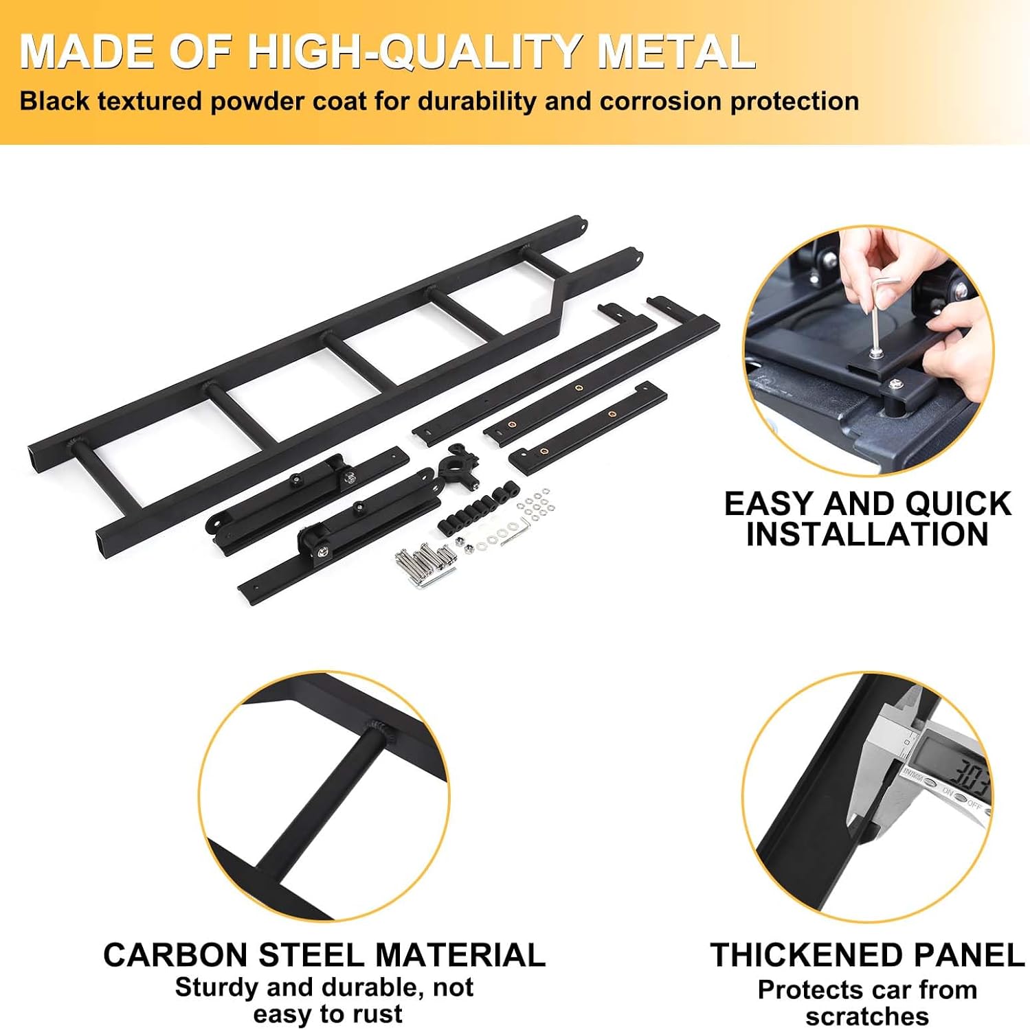 Truck Tailgate Ladder Compatible with Toyot@ Tundra 2007-2025, Foldable Tailgate Step Grip Plates Accessories Aluminum (22-25)