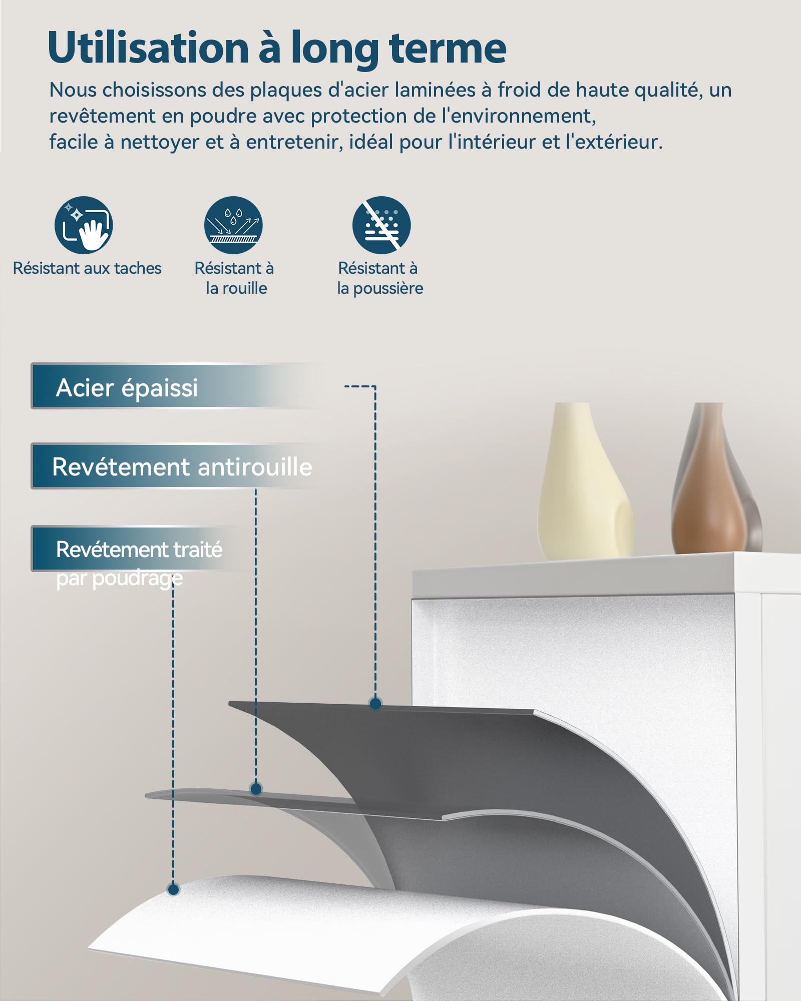 Armoire de Rangement en Métal, Armoire de Garage verrouillable avec 2 Étagères, de Bureau avec étagères Réglables, pour le Bureau, le Garage et la Buanderie, 40 x 80 x 100 cm, Blanc