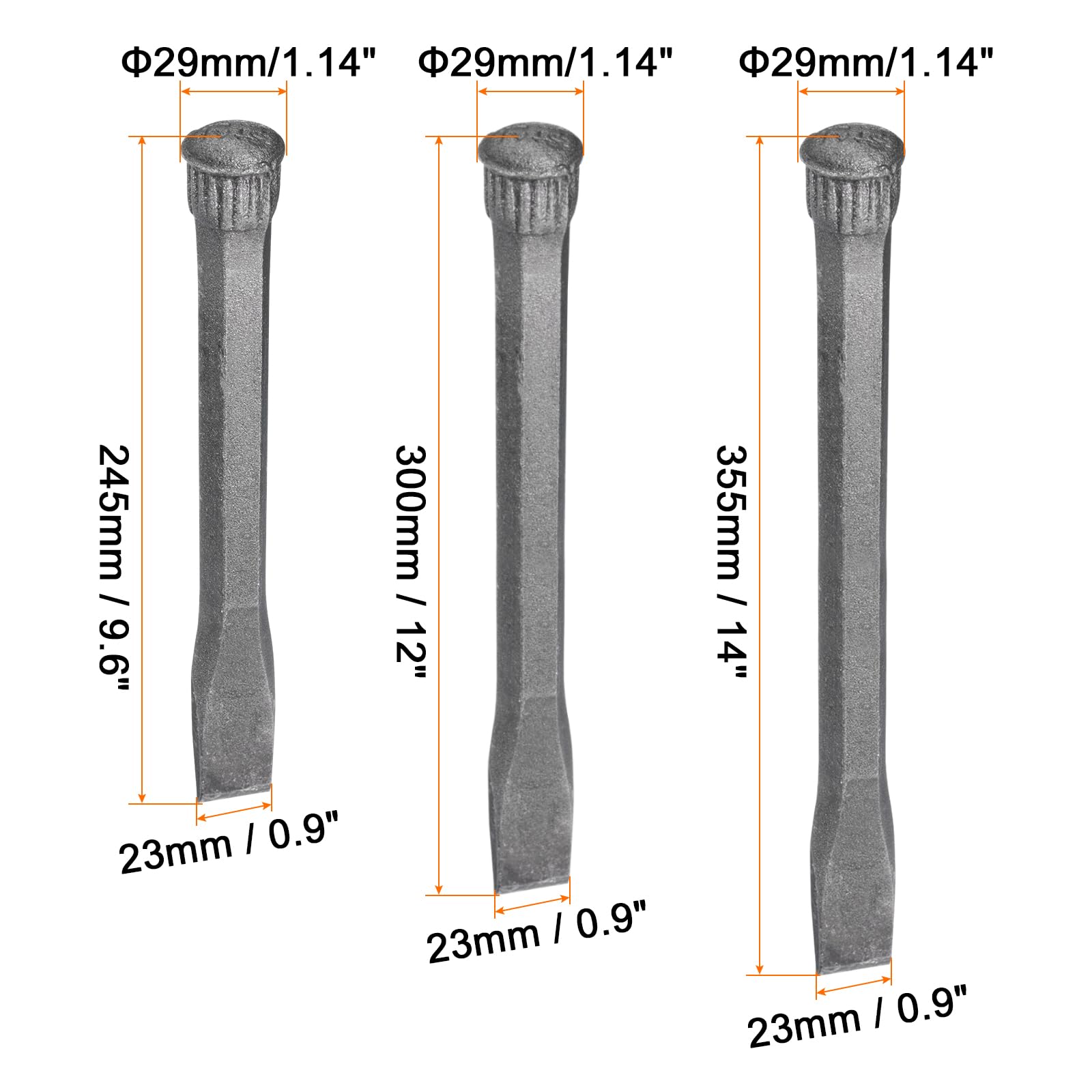 Sourcing Map 1Set Masonry Chisel 9.8" /11.8" Pointed Head With Hand