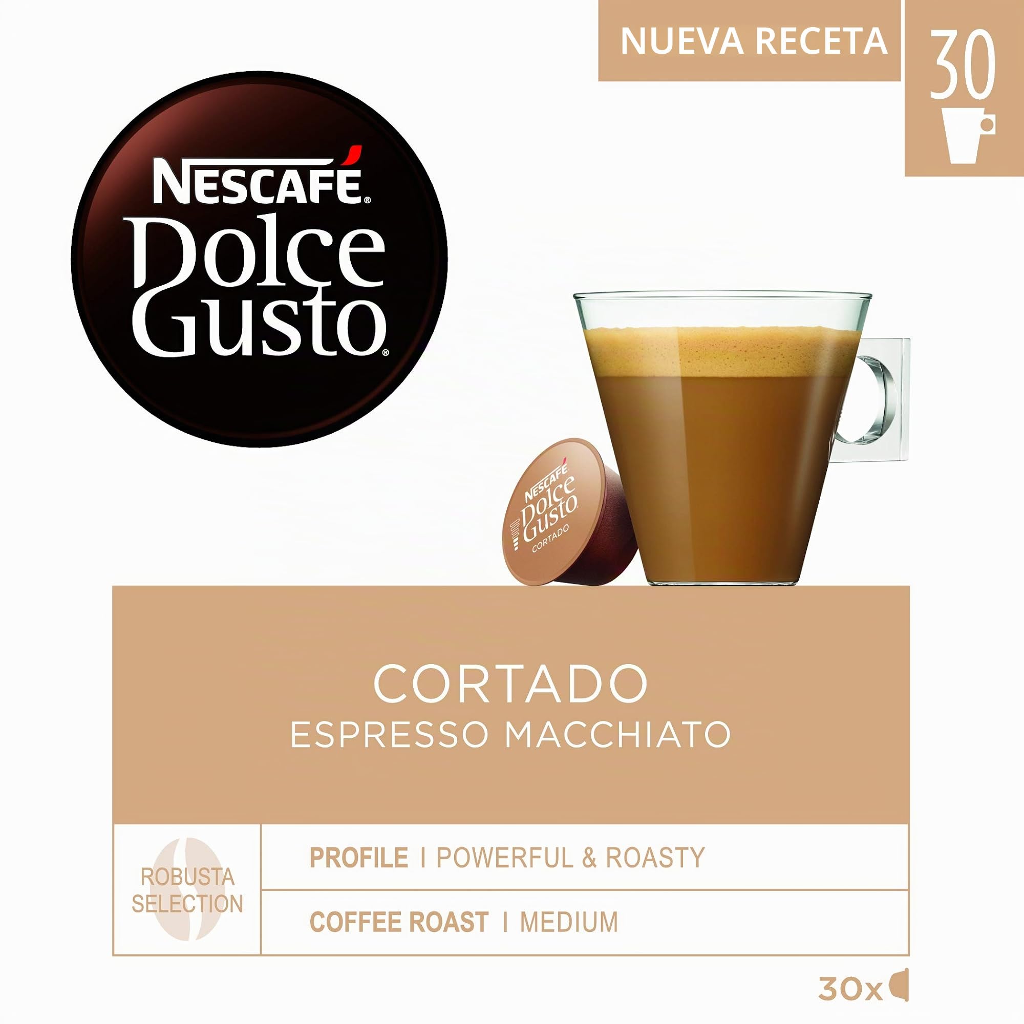 Dolce Gusto NESCAFÉ Cortado - x3 pack de 30 cápsulas - Total: 90 cápsulas & NESCAFÉ Café con Leche o - x3 pack de 30 cápsulas - Total: 90 cápsulas