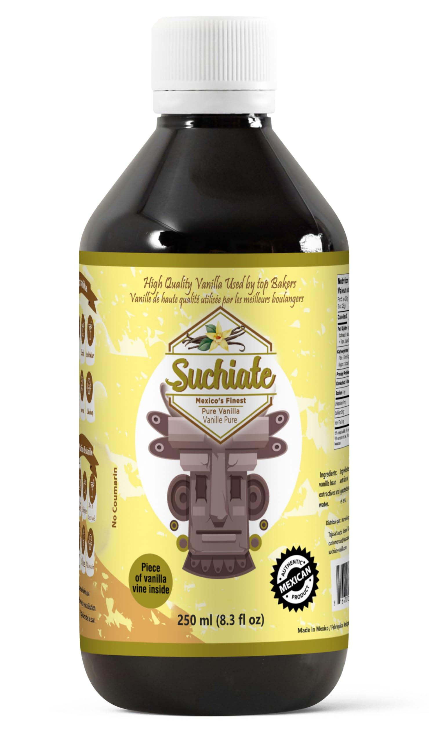 Suchiate Pure Vanilla | Mexican Vanilla for Baking and Desserts | Made with Real Vanilla Bean | Vainilla Mexicana Buena 8.3oz (250 ml)