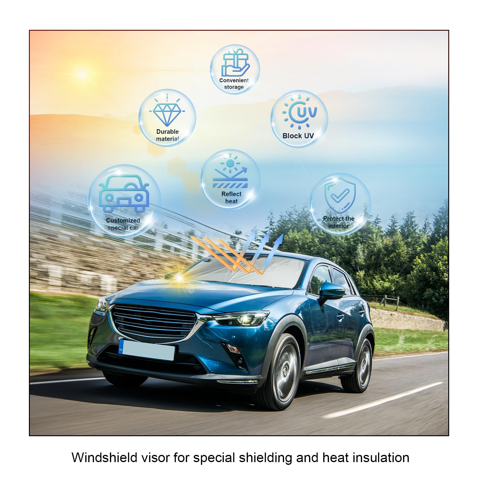 Parasole Auto Per Mazda - Pieghevole, 160x85 Cm, Protezione UV, Per CX3, CX5, CX9, Serie 2/3/6 - Foto 14