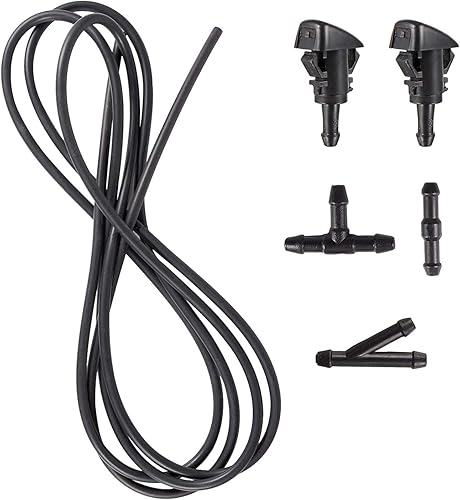 Miniatura 2 de CPWUFIYD 2 piezas de pulverizador de boquilla para limpiaparabrisas compatibles con Jeep, Ram y manguera de líquido de 9.8 ft con 3 conectores,