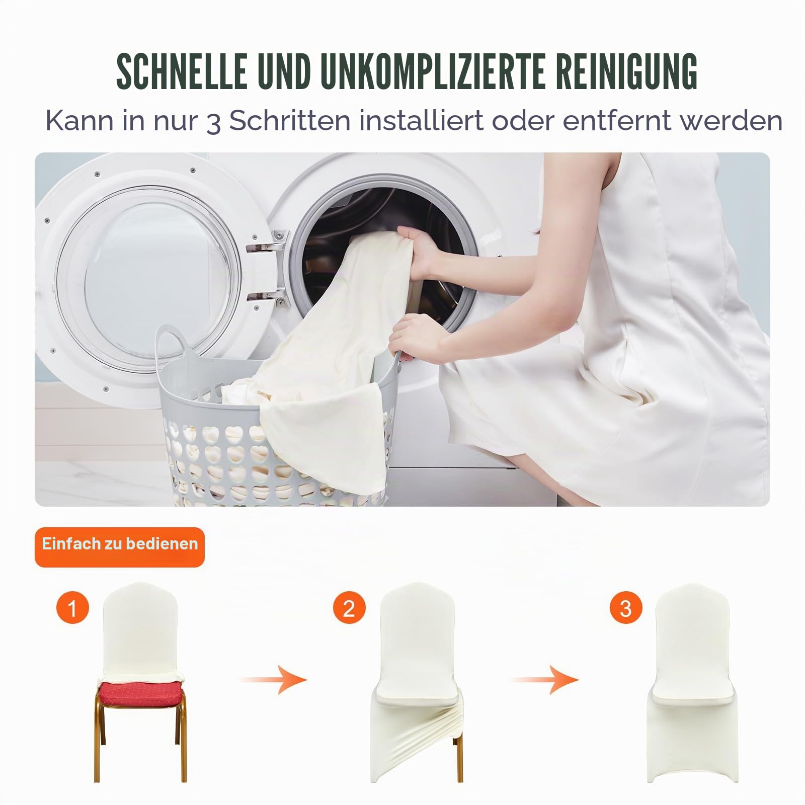 VEVOR Stuhlhussen für Klappstühle aus Elastischem Spandex, Universell Passender Stuhlbezug, Abnehmbare &Waschbare Schonbezüge, für Hochzeiten, Partys, Feiern, Essen (50 Stück, Beige)