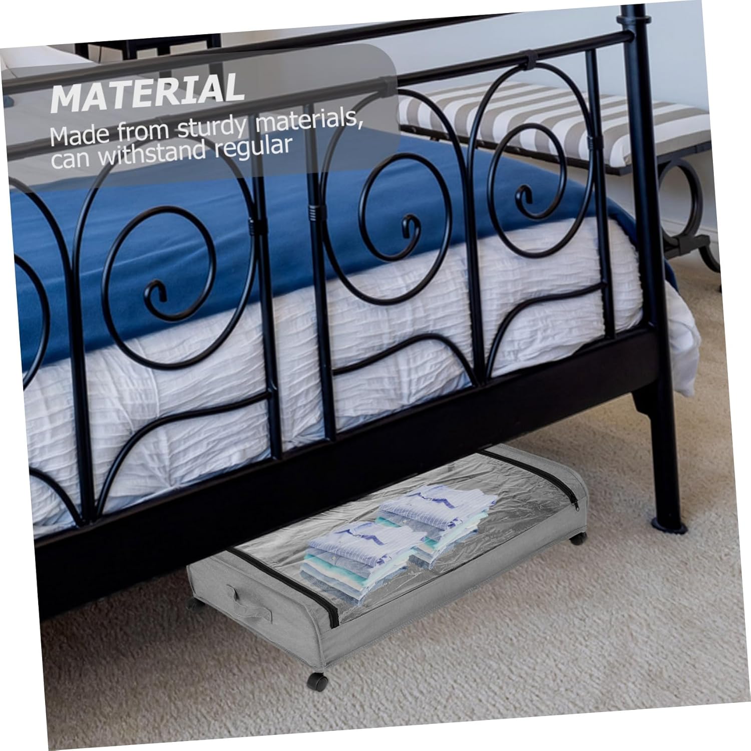 Unomor Under Bed Storage Container with Wheels Capacity Pull Out Drawer for Clothes Shoes and More and Sturdy Design for Space Saving Storage