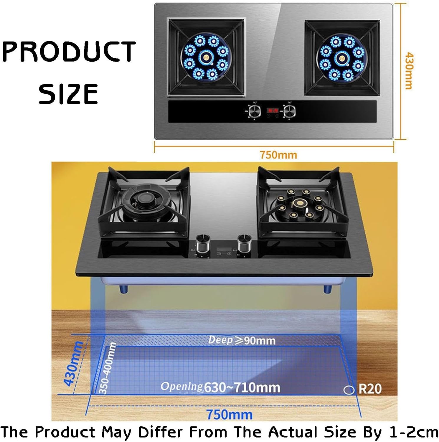ガスコンロ、定格電力5.0KW、熱効率63％、隙間風防止ストーブスタンド、学生寮キャンプキャラバン用(NG)