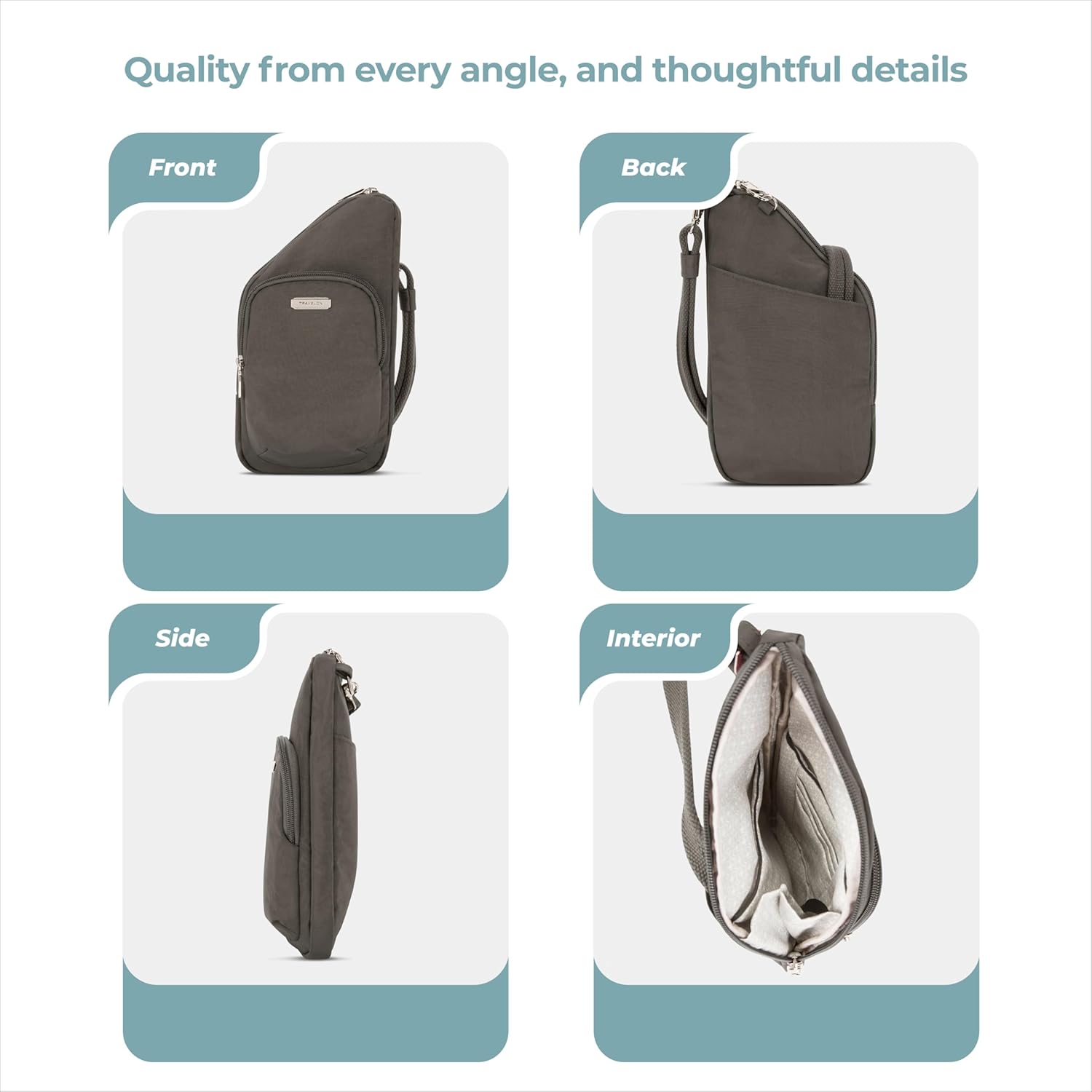 Travelon: Essentials - Anti-Theft - Compact Crossbody Bag - Smoke - Image 5