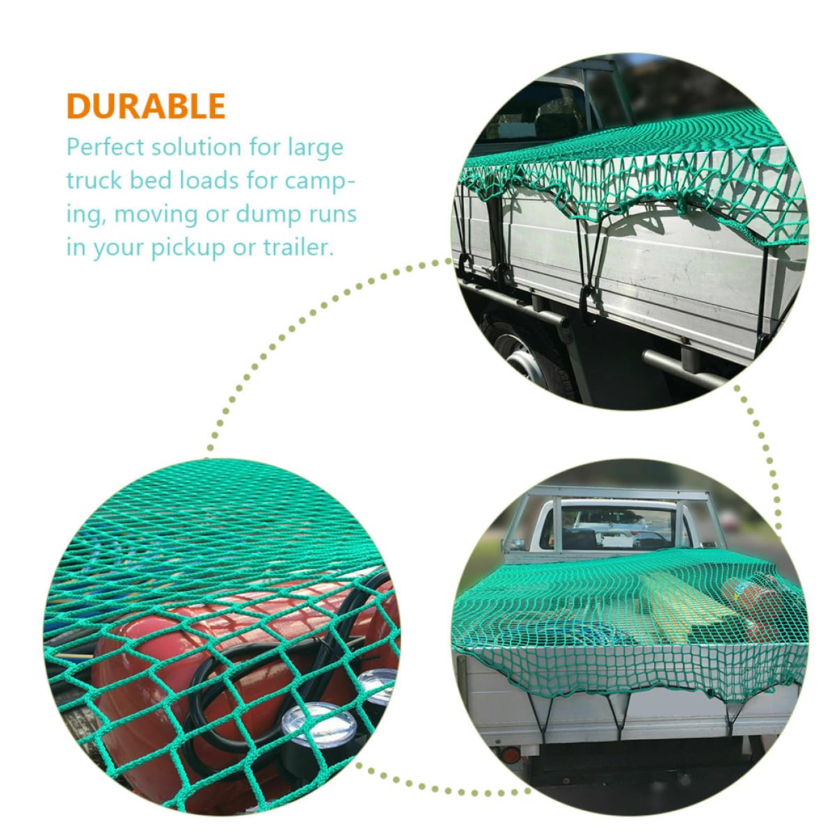 OUNONA Rete di Copertura Estensibile per Cassone Camion 2,5x3,5 M in Nylon con Corde Elastiche e 15 Ganci, Rete da Carico per Pick-up, Rimorchi e Portapacchi, Protezione Sicura