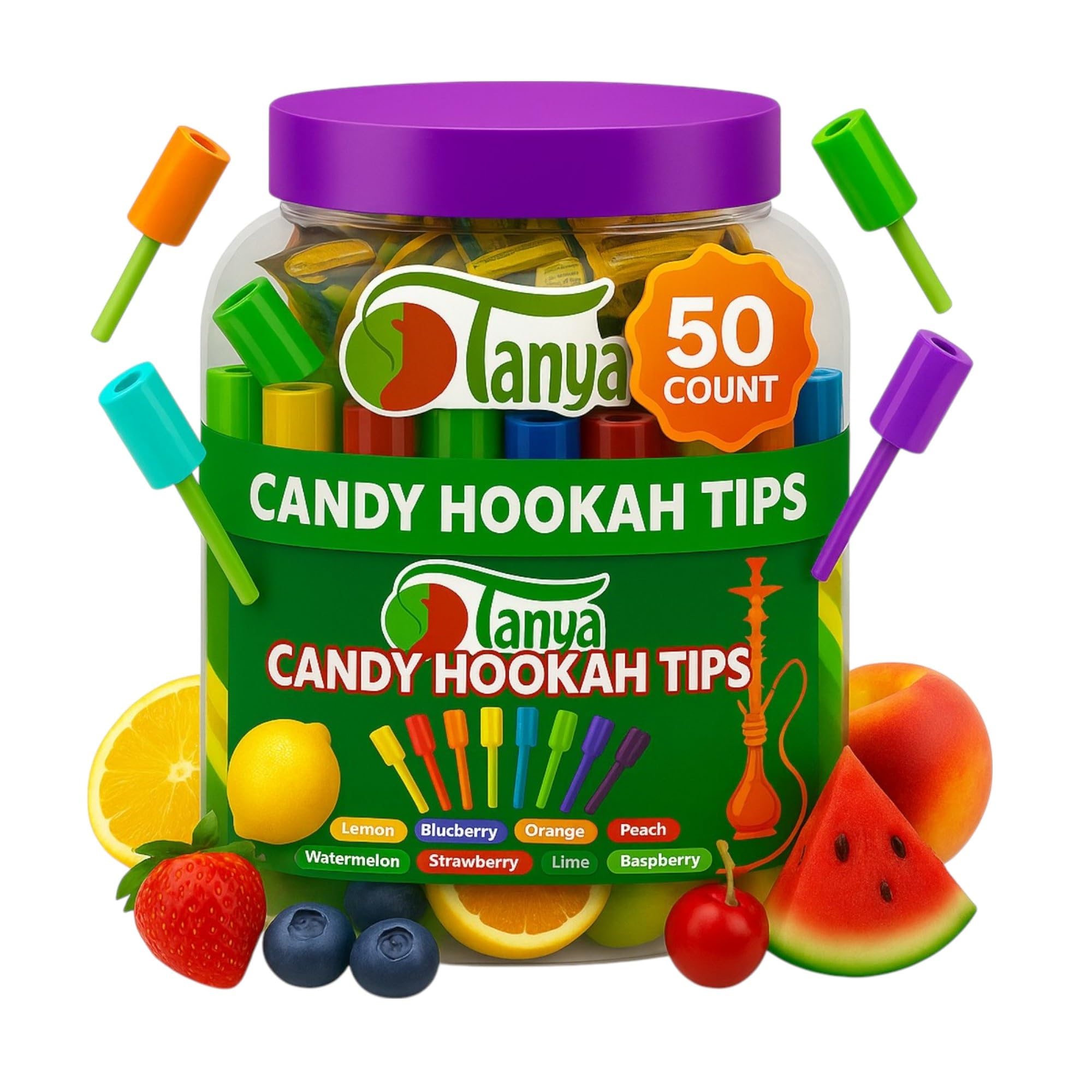 Tanya Hookah Lolly Pop Candy Tips Super Male Plastic Disposable Hookah Colorful Tips 50pack