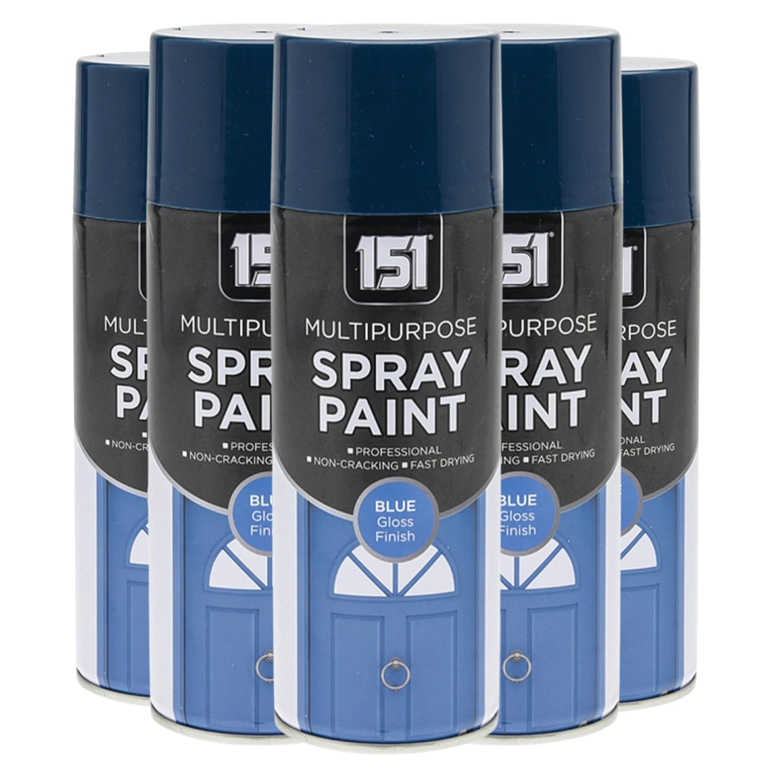 151 Blue Gloss Multi-Purpose Aerosol Spray Paint 400ml (5 Pack)
