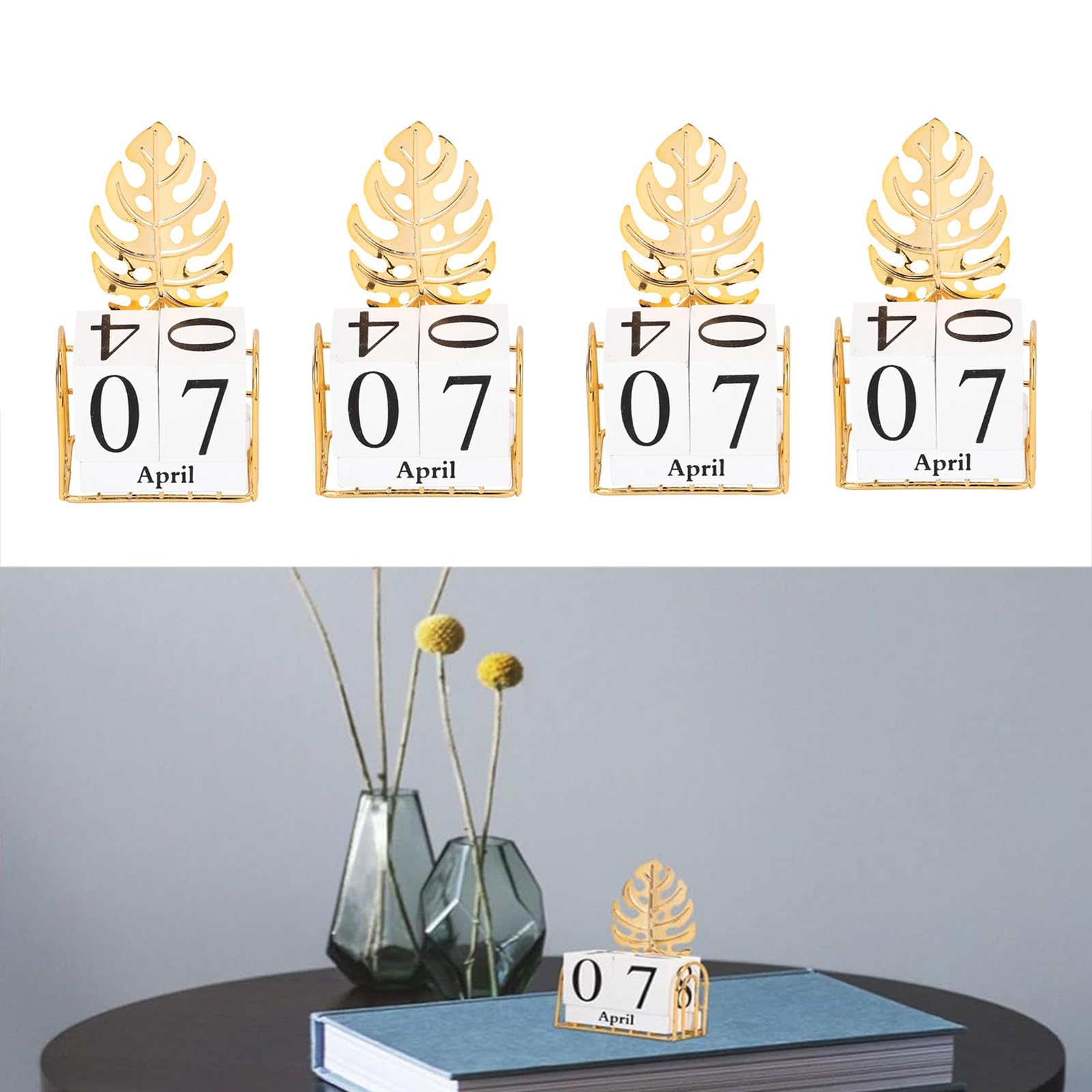 Calendari perpetui, Calendario da tavolo in legno e ferro, ornamenti da scrivania, decorazioni creative per la scrivania di casa, tavolini da caffè, camere da letto, 2/3/4 Set Calendario in legno(Siz