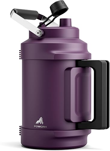 Miniatura 10 de Botella de agua aislada de 64 oz para gimnasio: tapa de boquilla de pajita 2 en 1, asa doble, a prueba de fugas, mantiene el frío 36H, jarra de agua