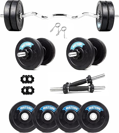 Watson Home Gym Set, Home Gym Equipments Kit with 8kg(2kgx4) Weight Set, Dumbbell Set Rubber 14" Deep Threaded Iron Rods, ...