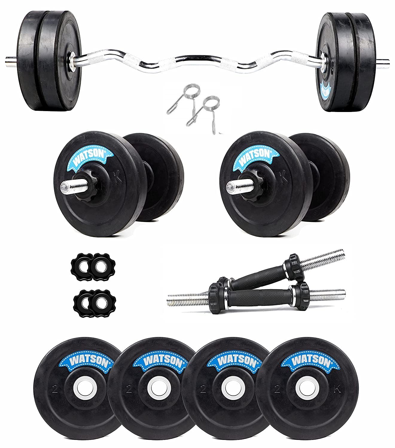 Watson Home Gym Set, Home Gym Equipments Kit with 8kg(2kgx4) Weight Set, Dumbbell Set Rubber 14" Deep Threaded Iron Rods, ...