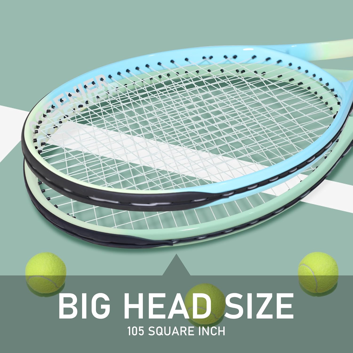 OGEENIER 27" Tennis Racket Set for Adults, Pre-Strung Tennis Racquet for Beginners, Lightweight and Recreational Rackets with Overgrip, Tennis Bag and Tennis Balls