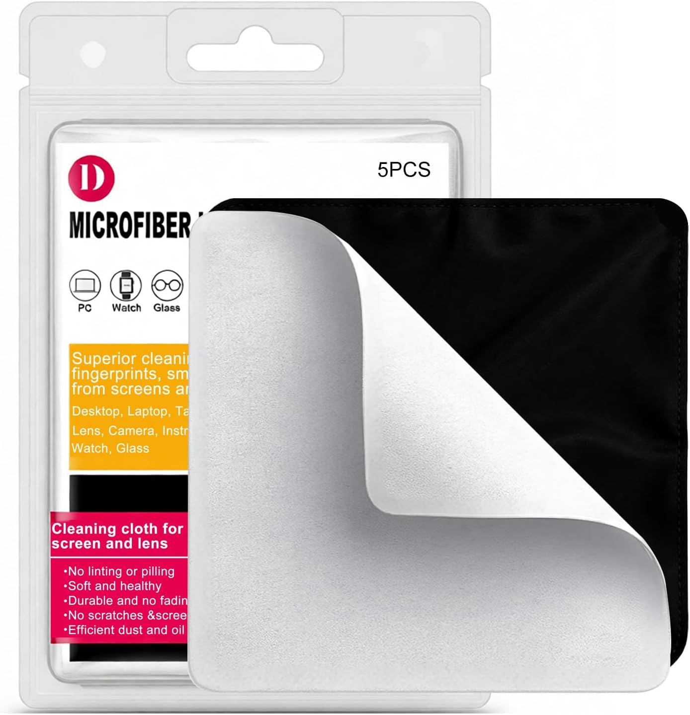 5 Pack Lens Cleaning Cloth, Glasses Cleaning Cloths(6x7 in), Eyeglass Lens Cleaner, Eyeglasses, Camera, VR/AR Headset, Laptop Phone Tablet iPhone iPad Screen Cleaner Cloth, Microfiber Cleaning Cloth