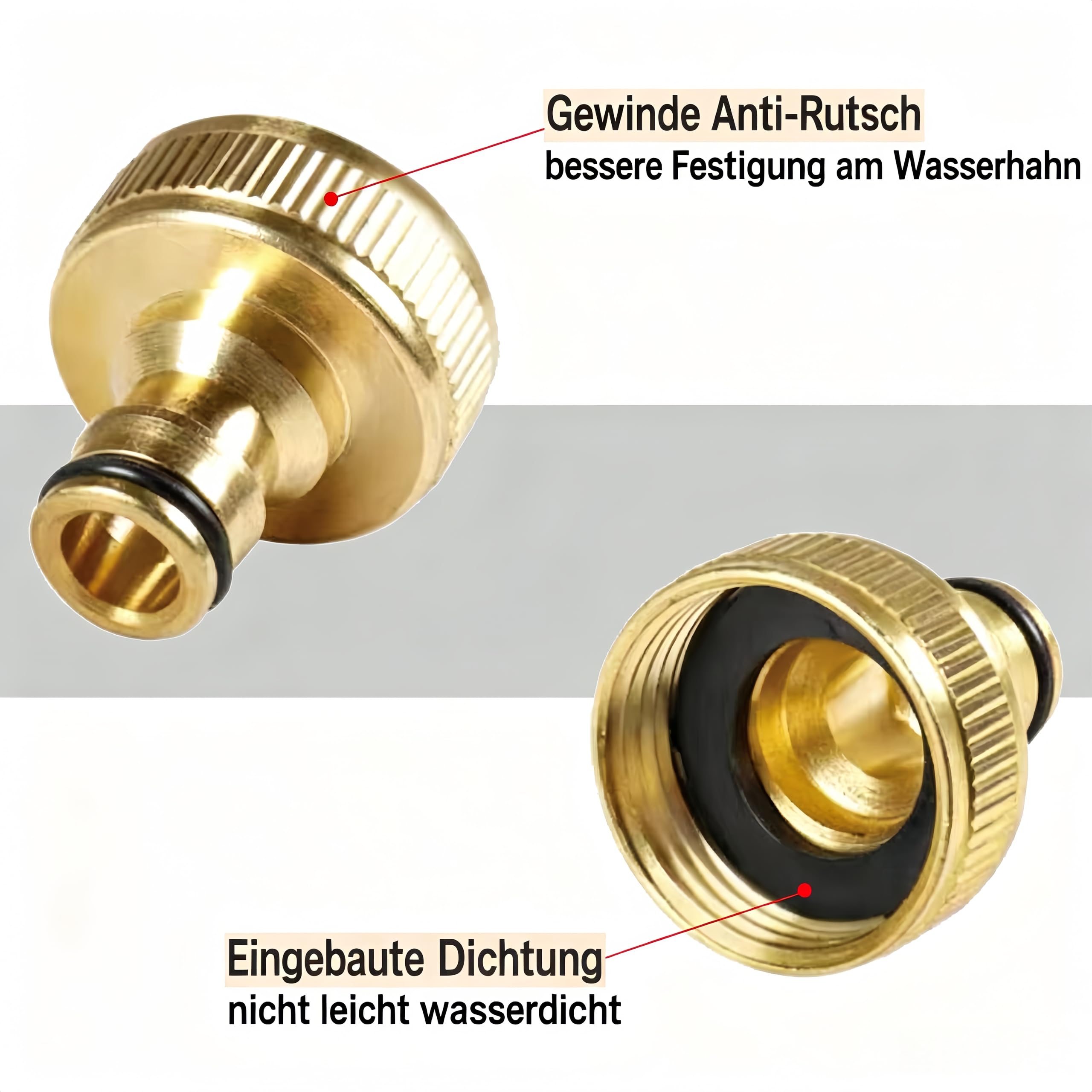 Gartenschlauch Schnellkupplung Messing Wasserschlauch Fitting Anschlüsse Innengewinde Adapter Messing Ton 1 Zoll, Außengewinde Zubehör/Gartengerät/Sanitär/Bewässerung (2 Stück pro Packung)