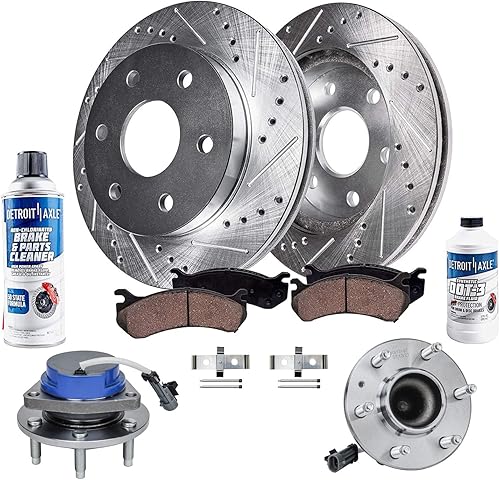Miniatura 65 de Detroit Axle - Kit de freno delantero para Ford Explorer Mercury Mountaineer 2002-2005 Bujes de rodamiento de rueda perforados y ranurados rotores