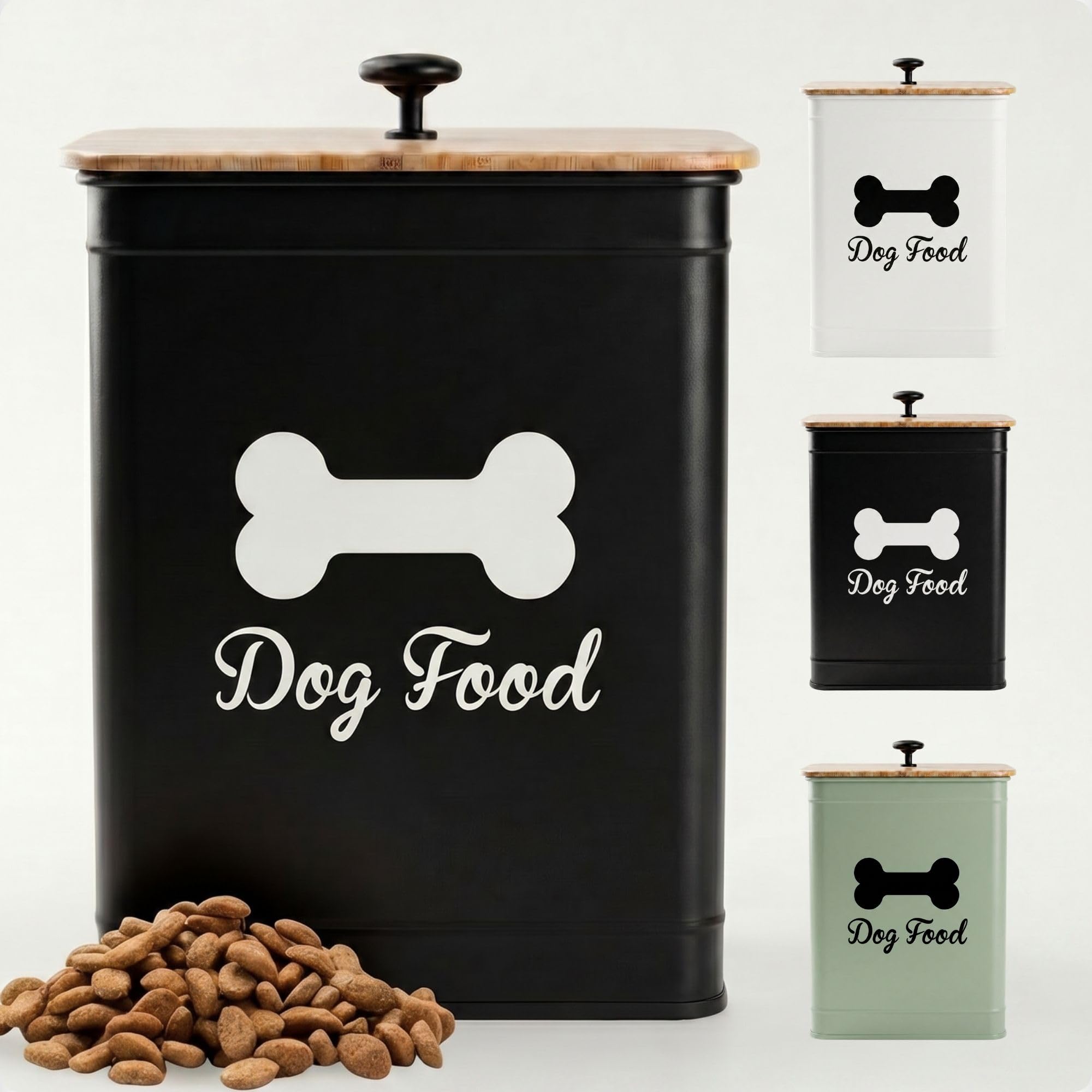 HB Design Co. Black Metal Dog Food Container