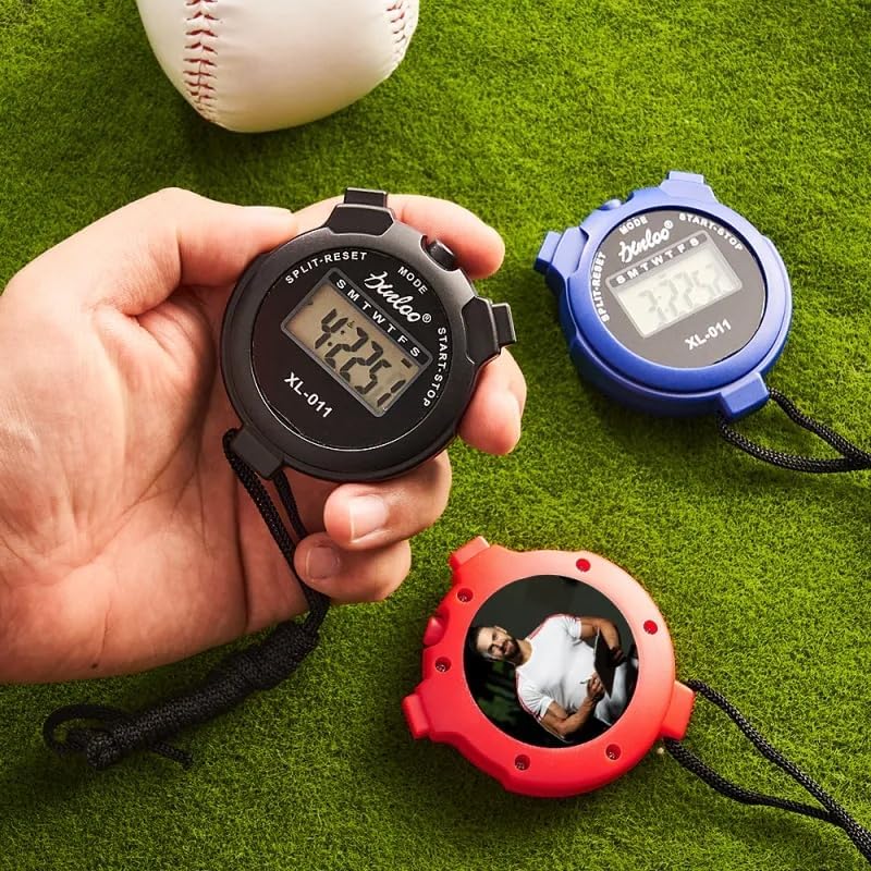 Miniatura 2 de Cronómetro digital personalizado con foto y texto, pantalla grande, funciones de regazo y división, calendario de reloj, alarma - Cronómetro