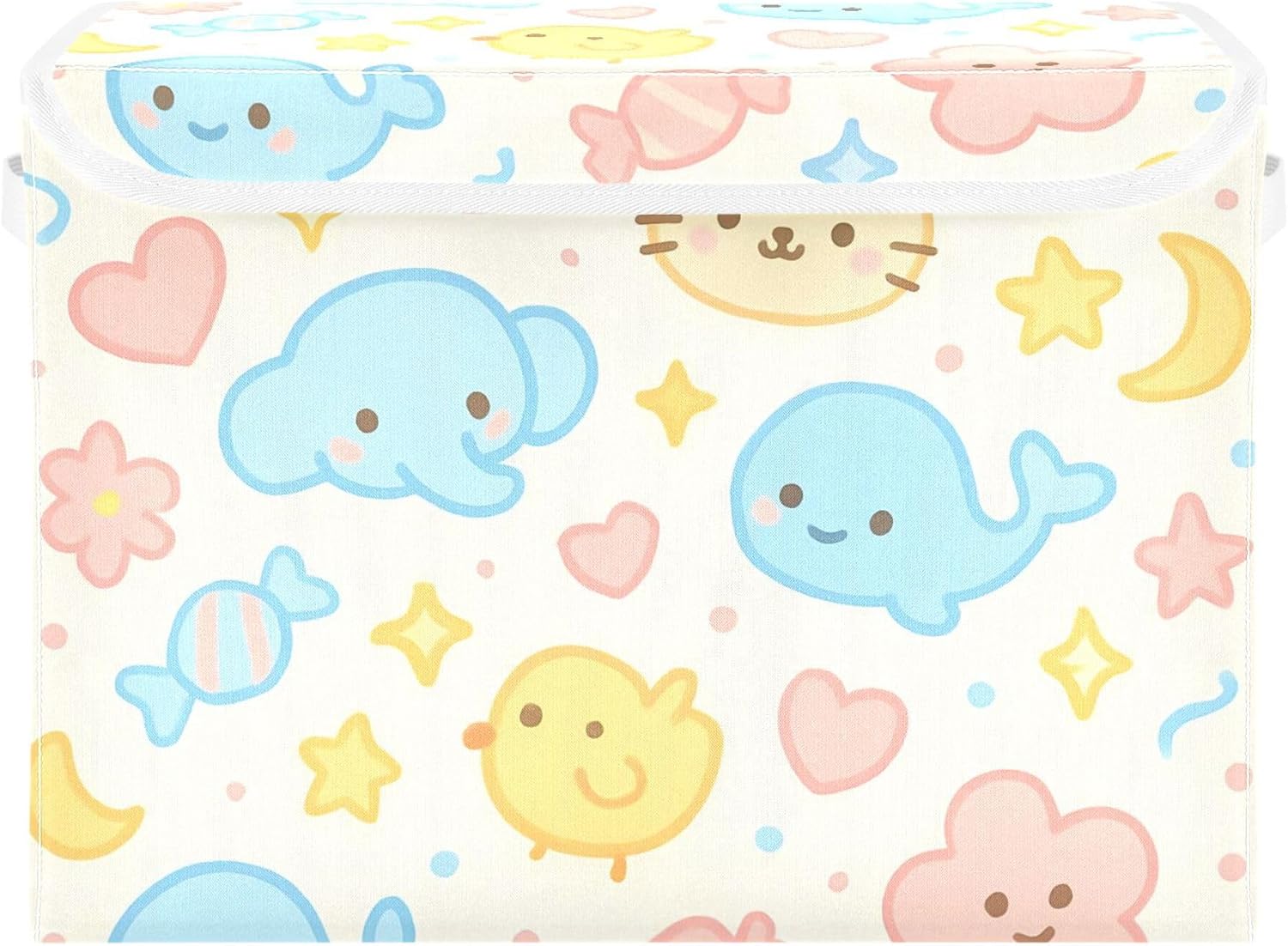 Cute Animals Storage Bins with Lids and Carrying Handle,Foldable Storage Boxes Organizer Containers Baskets Cube with Cover for Home Bedroom Closet Office