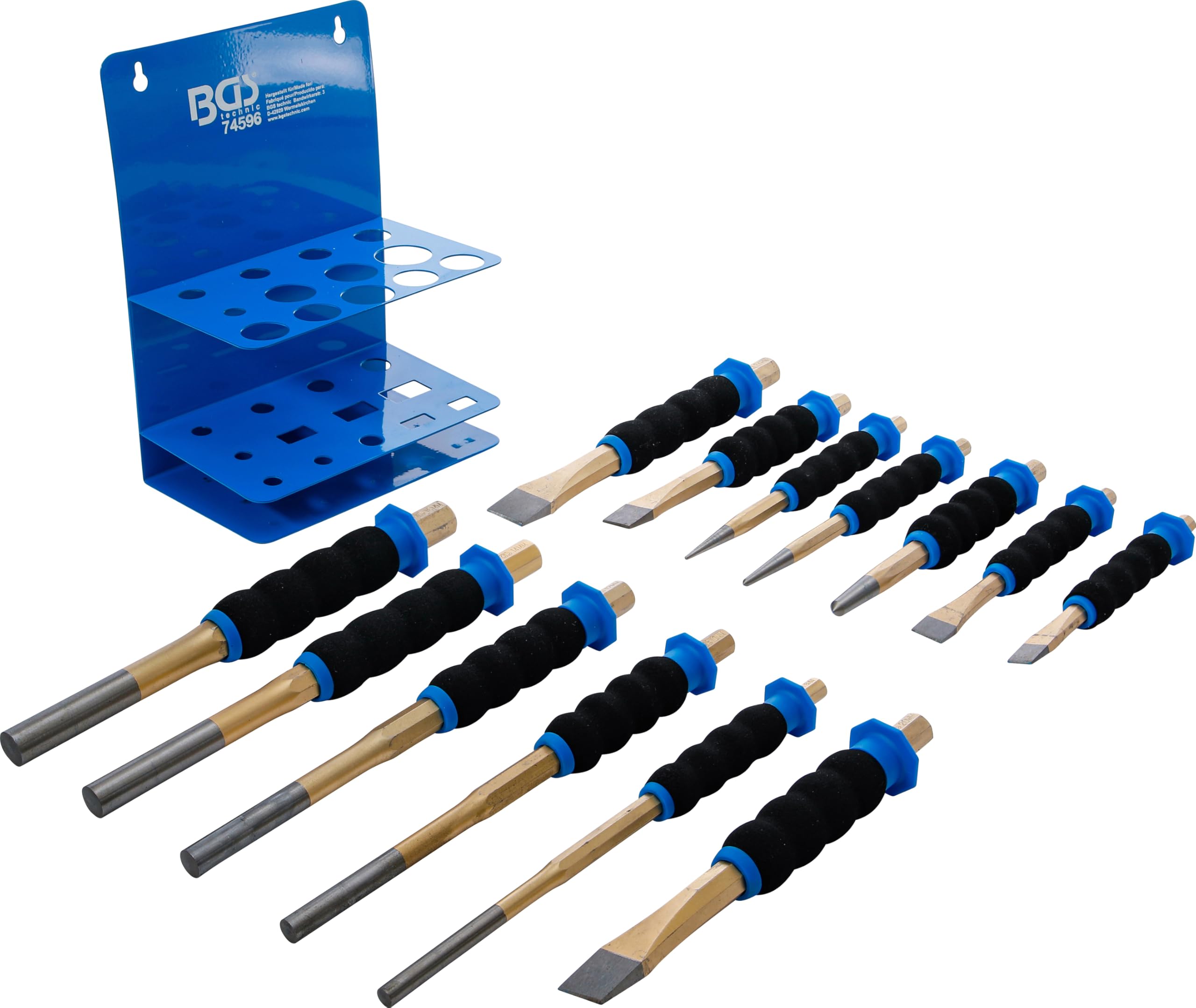BGS 74596 | Set cacciaspine / bulini / scalpello piatto | con protezione per le mani | 13 pz.