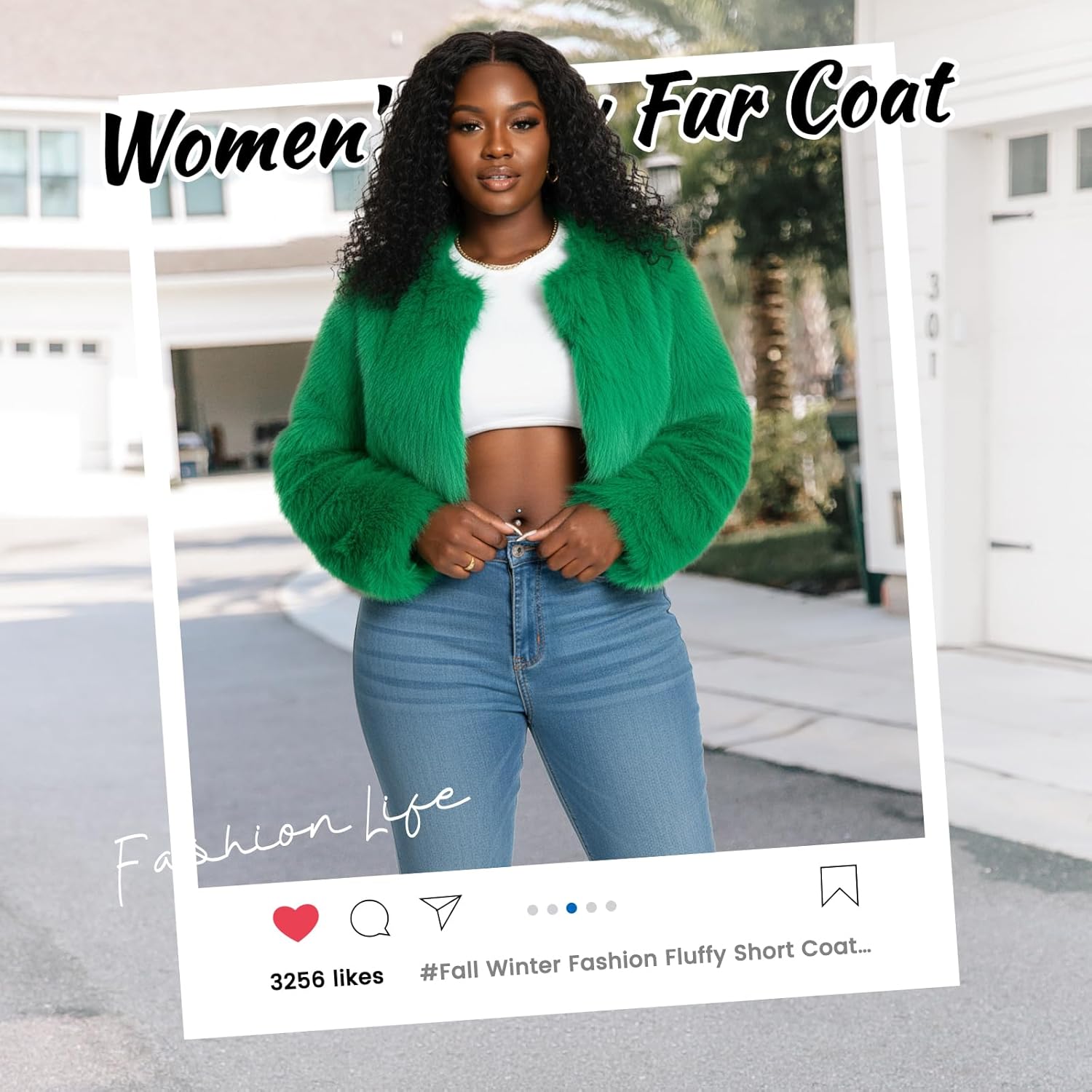 Fur Coats For Women,Plus Size Cropped Faux Fuzzy Jacket Fluffy Fall Coat. - Image 3