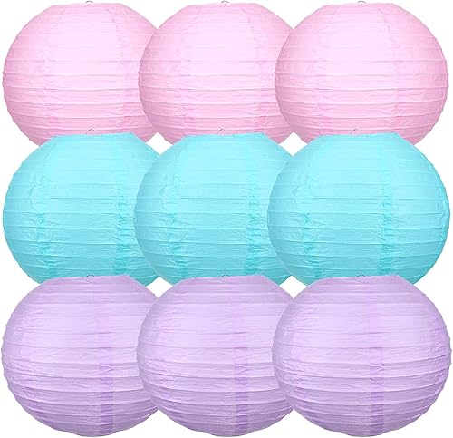 Xinvinx Faroles de papel de planetas colgantes, para niños, aula, ciencia, cumpleaños, 10 pulgadas, color rosa, morado, azul, faroles decorativos