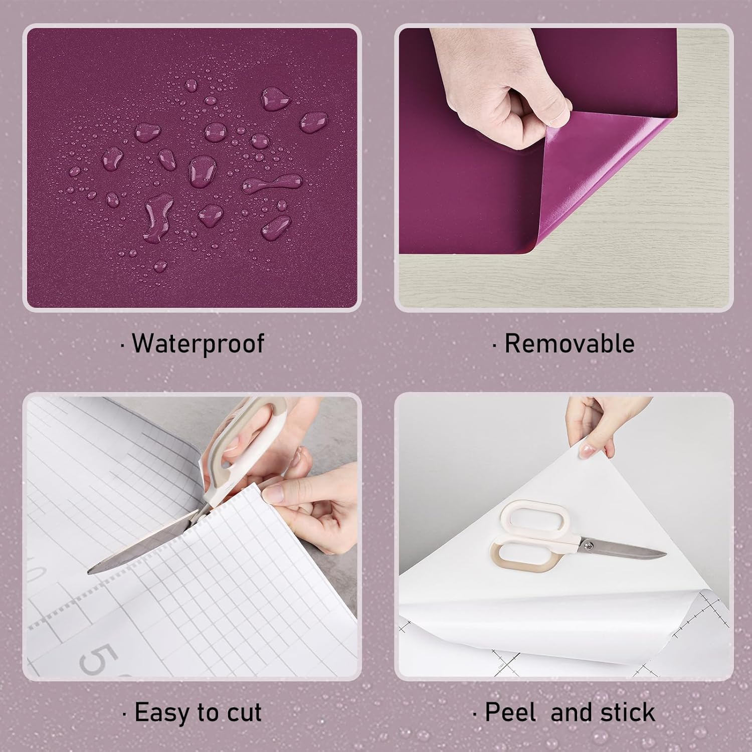 Wallercity Glossy Purple Contact Paper Peel and Stick Wallpaper for Cabinets Kitchen Backsplash 15.8''x118'' Dark Purple Wallpaper Peel and Stick Countertops Vinyl Self Adhesive Glitter Contact Paper