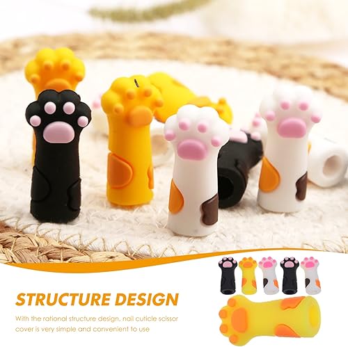 Miniatura 6 de 6 piezas de gato forma de pata de gato cubierta de silicona cutícula uñas protector cutícula cutícula pinzas pinzas manga manicura pedicura