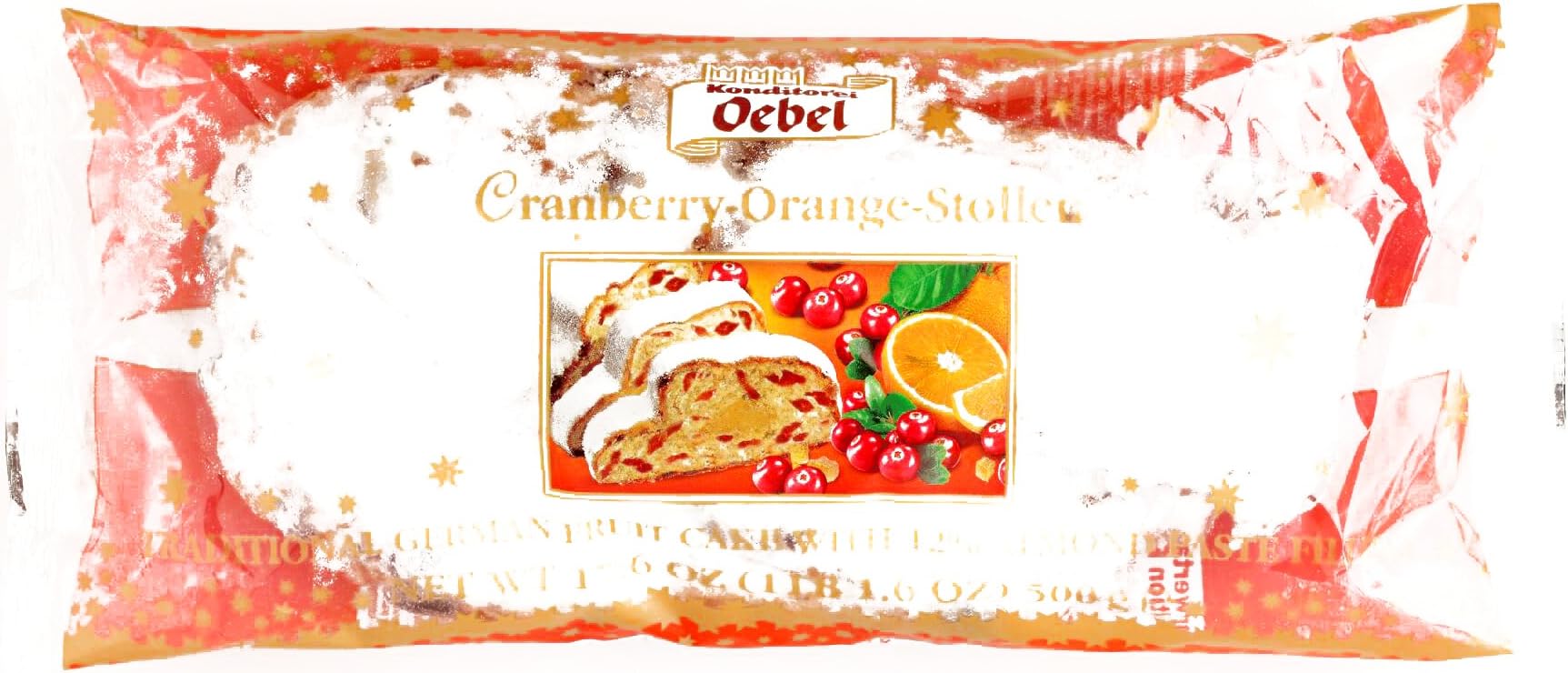 Oebel Cranberry Orange Stollen (2 Unit Per Order) - Perfect Christmas Gift for the Holidays