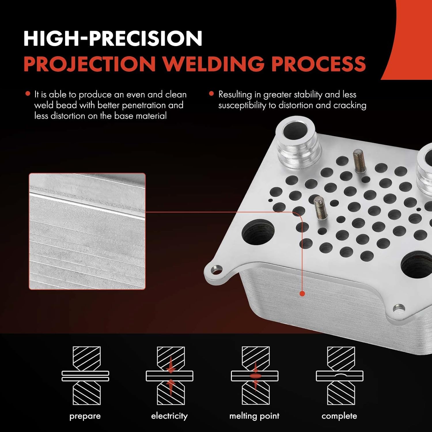 A-Premium Engine Oil Cooler Kit, with Gasket Seal - Compatible with Ford Trucks - Powerstroke V8 6.0L - F250, F350, F450, F550 Super Duty, Excursion, E350, E450 - Replace# 3C3Z 6A642 CA, OCK388