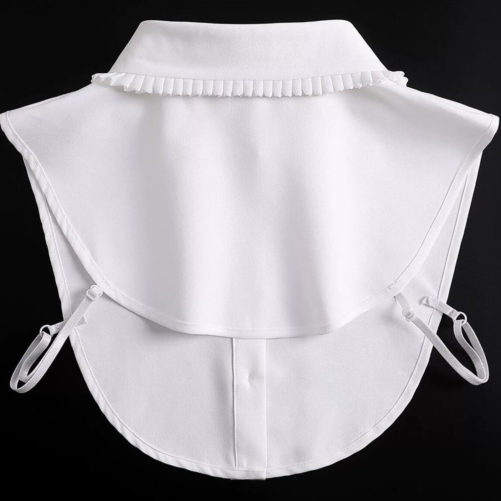 Cuello falso con diamantes de imitación, blusa desmontable con cuello Dickey, media camisa, cuello falso de Peter Pan para mujer, Cuello Peterpan Volantes Blanco D 4