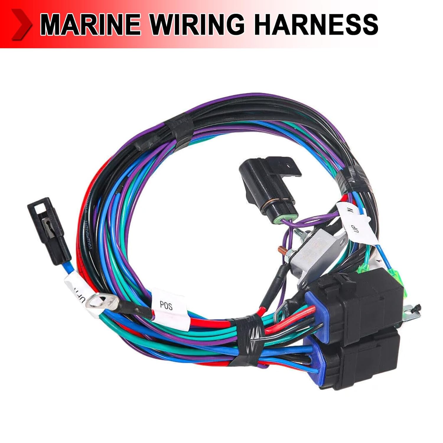 Wiring Cable Harness Kit Replacement Compatible with Marine CMC/TH Tilt Trim Unit Jack Plate 7014G PT-130 PT-35 PL-65, with Relay Reset Circuit Breaker Wiring Assembly W/O Switch