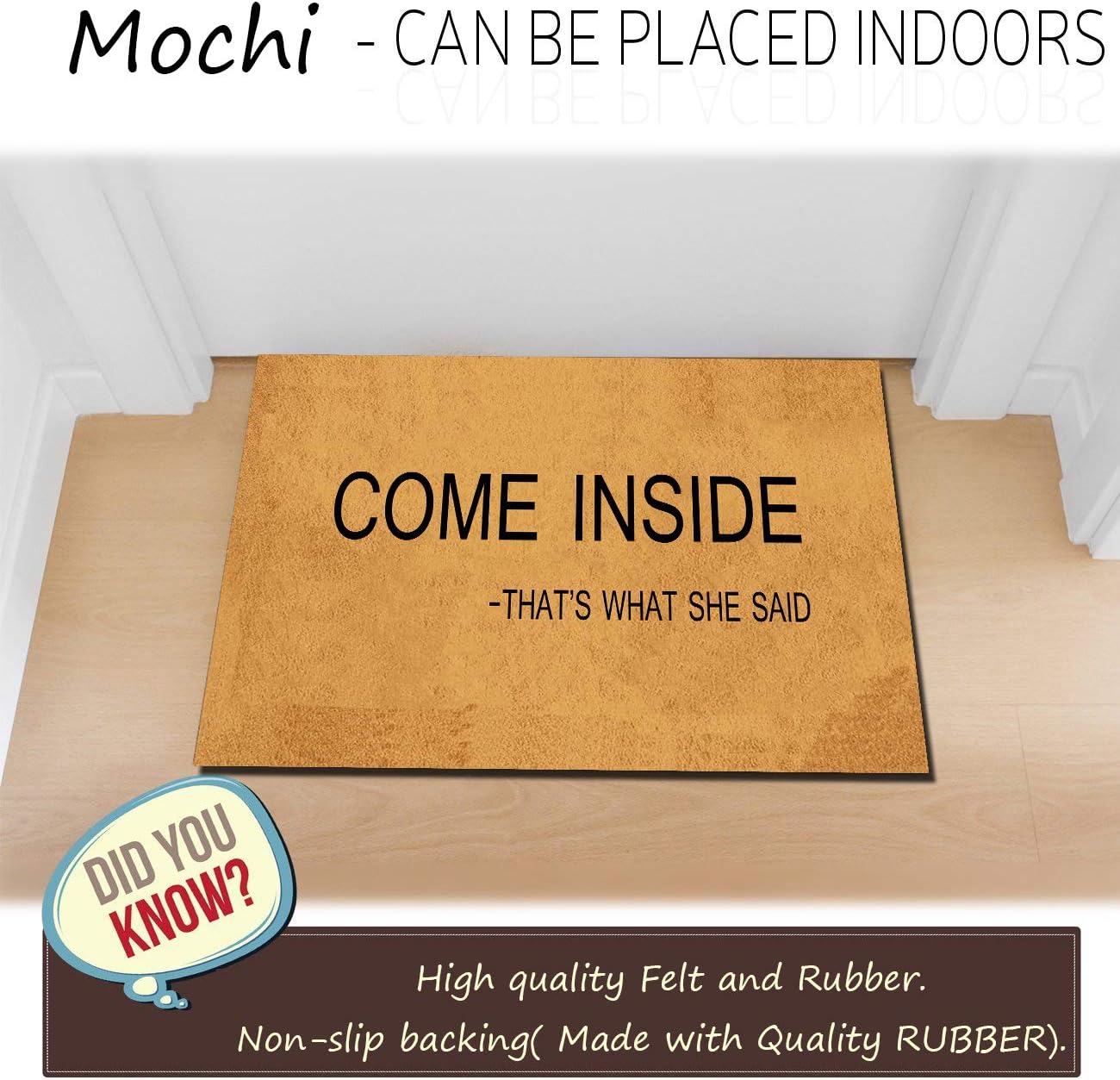 Funny Doormat for Indoor Outdoor - Come Inside That's What She Said Funny Front Door Mat Welcome Mat Entrance Floor Mat Non Slip Mats Indoor Outdoor Rug 23.6 in(L) by 15.7 in(W)