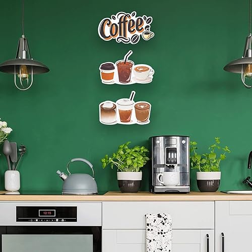 Miniatura 5 de Aimto Decoración de pared de metal café, decoración de pared colgante de barra de café para decoración de cocina, bar, hogar, oficina, cocina (10