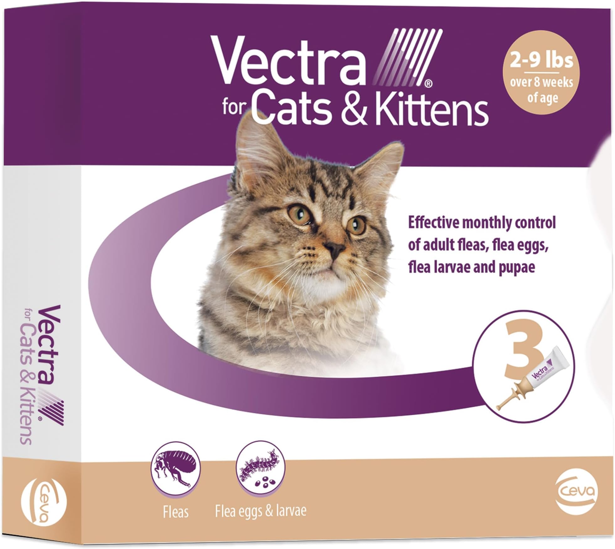 Vectra for Cats & Kittens Flea Treatment & Prevention for Small Cats (2-9 lbs.) 3-Month Supply