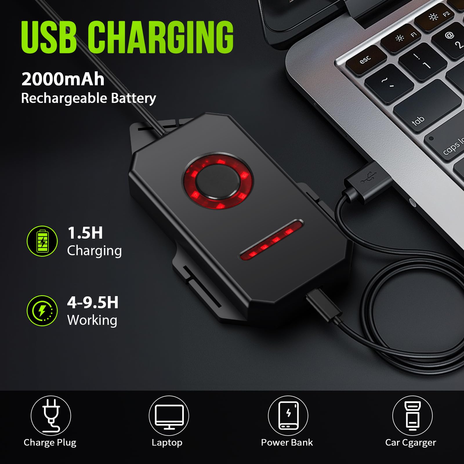 Luce da Corsa Ricaricabile Tramite USB, 5 Modalità Luce Running, Impermeabile, Dimmerabile a 90°, 500 Lumen, Ricaricabile Tramite USB, Ideale per Corsa, Camminata e Sport All'aria Aperta