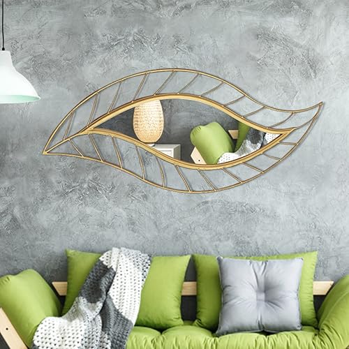 ironsmithn Wall Mirror Mounted Decorative Mirror Leaf Stylish Decor for Bathroom Vanity, Living Room or Bedroom (Gold)