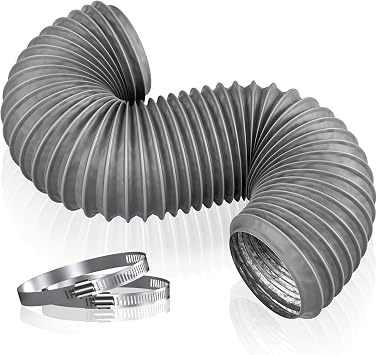 Hon&Guan 4inch 3FT Dryer Vent Hose, Flexible Exhaust Duct Hose, PVC Aluminum Vent Hose with 2 Clamps for Tight Space, HVAC Ventilation