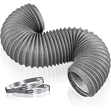 Hon&Guan 4inch 3FT Dryer Vent Hose, Flexible Exhaust Duct Hose, PVC Aluminum Vent Hose with 2 Clamps for Tight Space, HVAC Ventilation