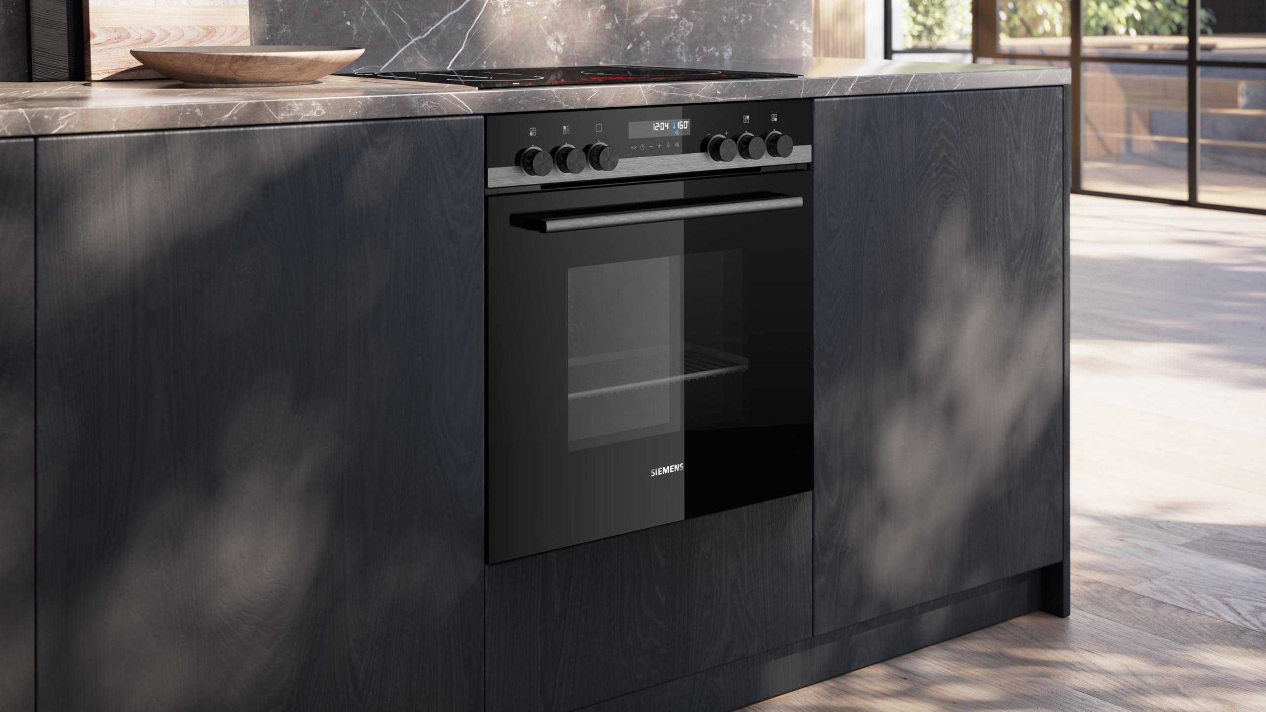Siemens PQ521KB11 Einbau-Herd-Set 60 x 60 cm Pyrolyse Selbstreinigung Backautomatik Edelstahlrahmen