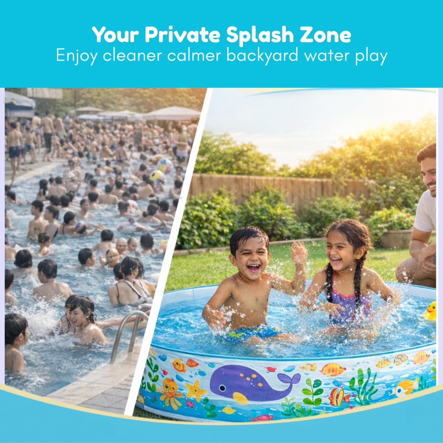 Toy Imagine 4 Feet Non-Inflatable Kids Swimming Pool | Foldable Plastic Bath Tub for Kids 1β5 Years | No Air Pump Required | Portable Water Play Pool for Home Garden & Outdoor Use Holi & Summer 2