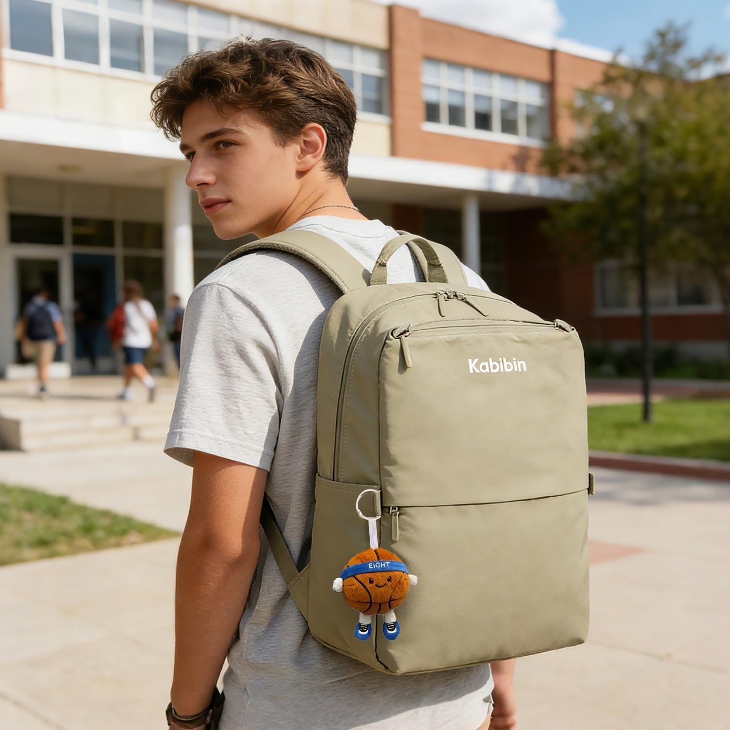 Travel Laptop Backpack for Men & Women, Water Resistant College Bookbag for Girls & Boys, Lightweight Business Work Bag & Airplane Carry on Daypack Built-in Organizer (Khaki Green) image 3