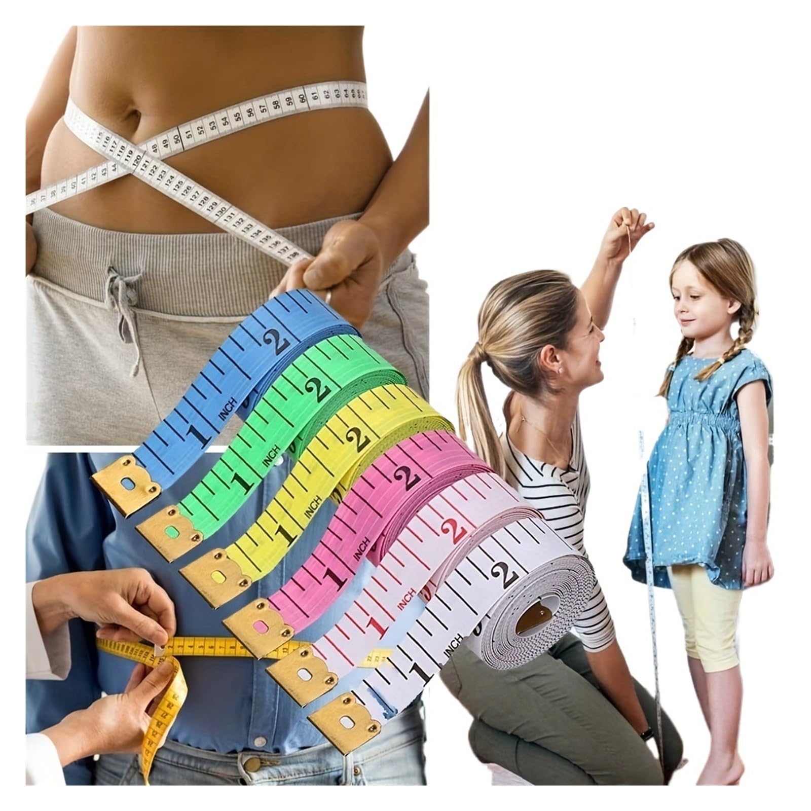 Cinta Métrica Cinta for coser (paquete de 5), regla sastre 150 cm (60 pulgadas) con extremo metal