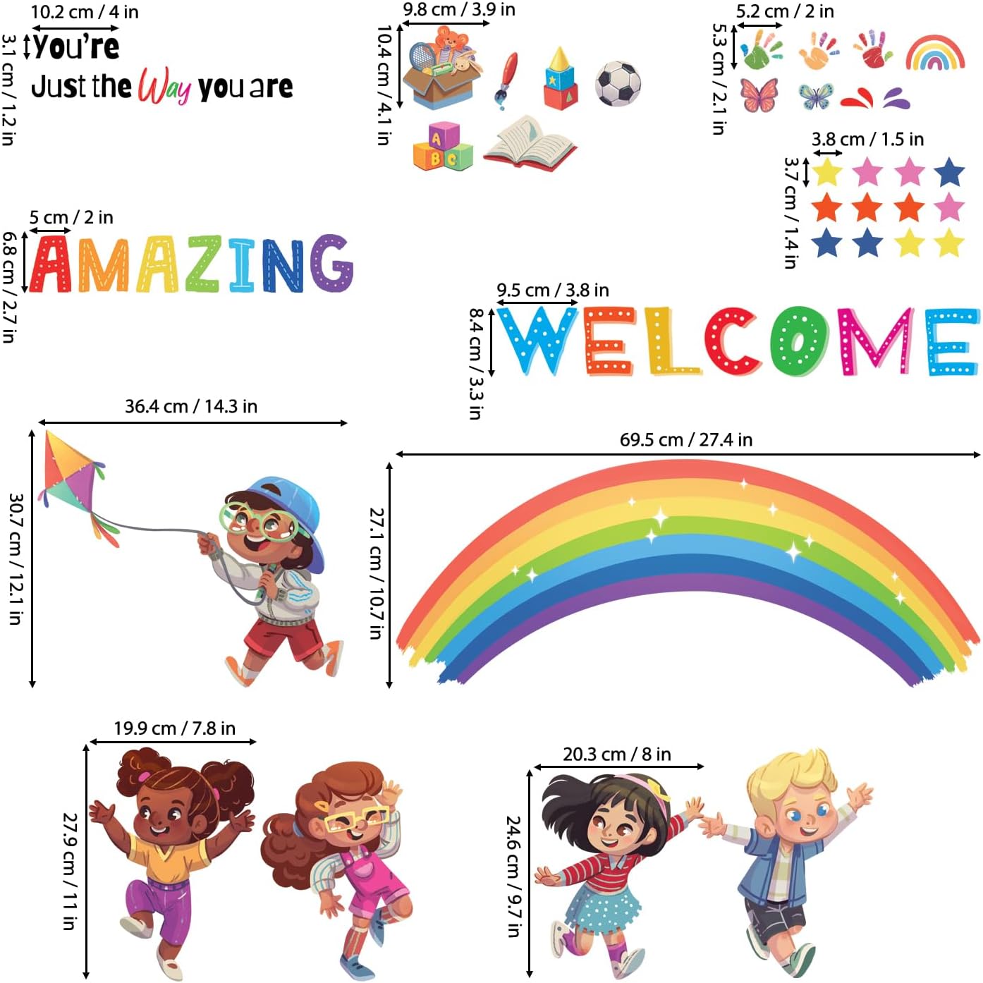 DECOWALL SG2-2403 Kids Play Corner and Quotes Wall Stickers Decals Reading Room ABC Décor Classroom Playroom Library Nursery Peel and Stick Removable Baby Boys Girls Decorations School Inspirational