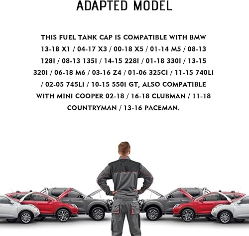 Miniatura 6 de Cubierta de tapa de gasolina para automóvil, repuesto de tapa de depósito de combustible OEM # 16117222391, sellador de tanque de gasolina