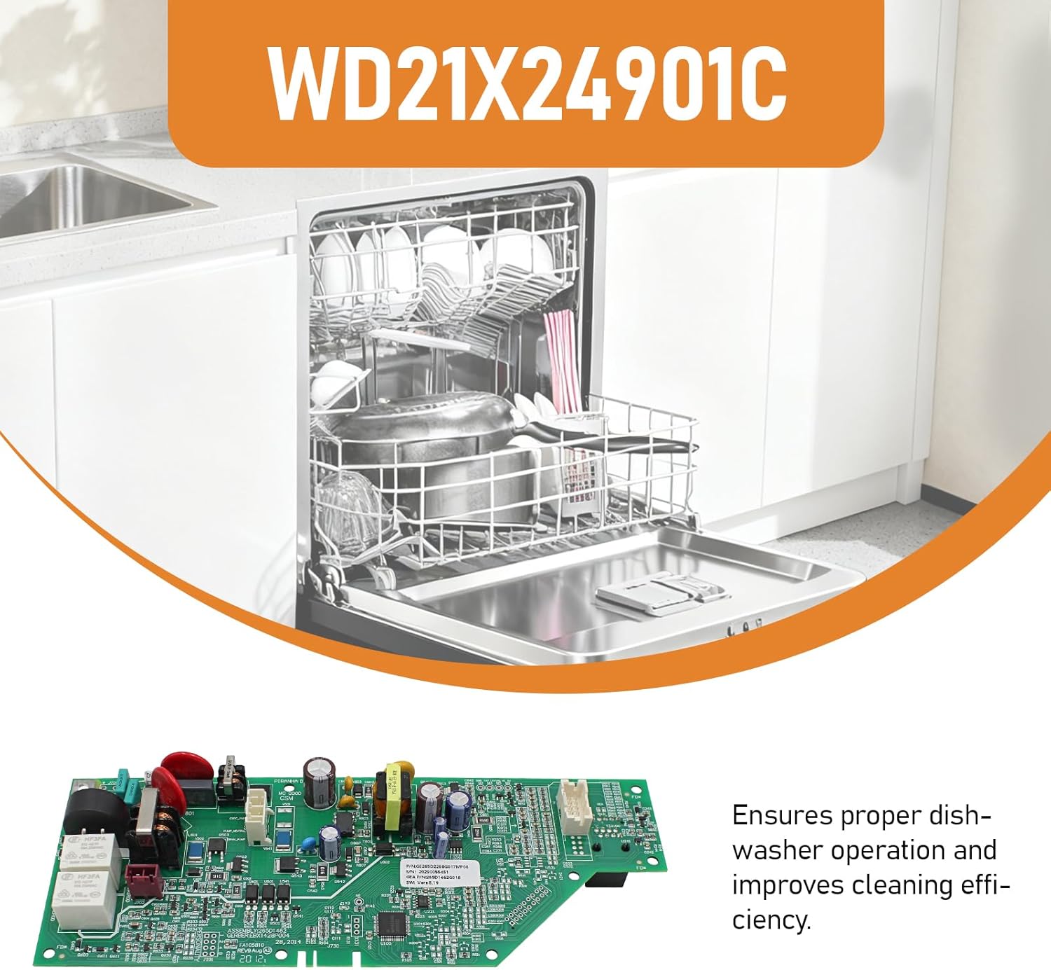 WISINY WD21X24901C Dishwasher Control Board Compatible with GE Dishwasher Control Board Replaces WD21X24901 WD21X24901E WD21X24901R Fits DDT595SSJ0SS GDT655SSJ0SS GDF570SGJ0CC GDF570SSJ0SS