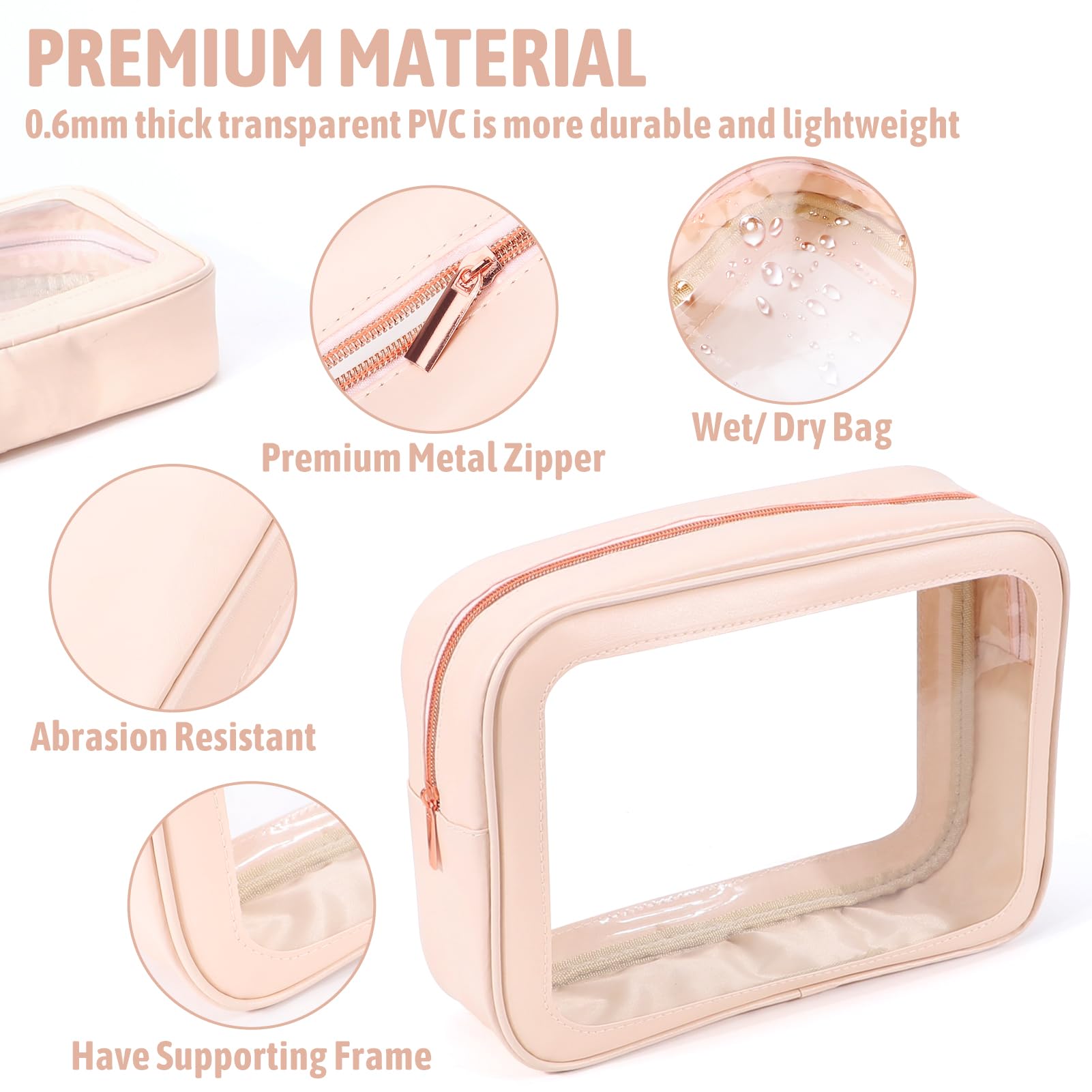 Set di 5 borse organizer per pannolini, approvate dalla TSA, in poliuretano termoplastico trasparente, impermeabile, per donne e bambini